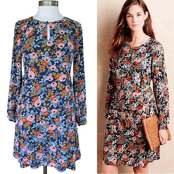 Anthropologie Dresses & Skirts - Anthropologie Rifle Paper Co. Efflorescence Floral Swing Dress XS